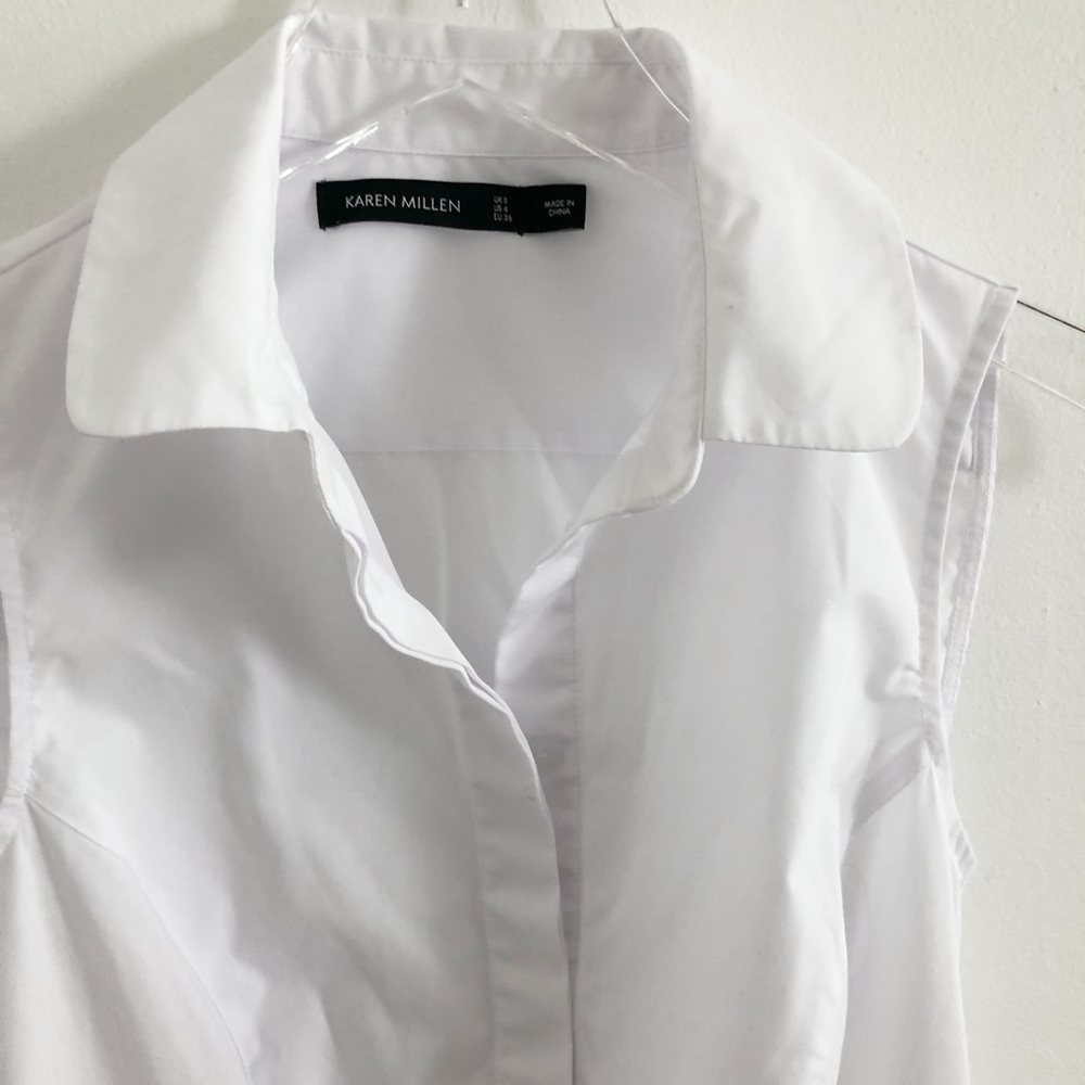 ✨sold✨ karen millen • white pleated peplum top - Picture 6 of 7